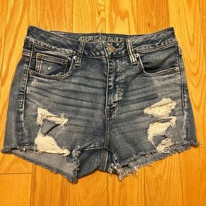 Crochet Medium Destroy Wash Denim American Eagle Shorts